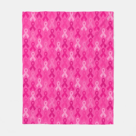 Borstkanker Bewustmaking Roze lintpatroon Fleece Deken (Voorkant)