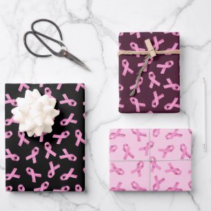 Borstkanker Bewustmaking Roze lintpatroon Inpakpapier Vel