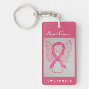 Borstkanker Bewustmaking Roze Ribbon Angel Sleutel Sleutelhanger