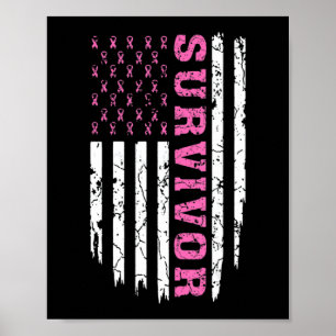 Borstkanker Bewustmaking Roze Ribbon Survivor Amer Poster