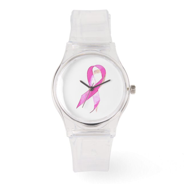 Borstkanker Bewustmaking, Roze Ribbon Watch Horloge (Voorkant)