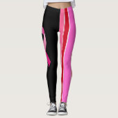 Borstkanker Bewustmaking Roze strepe lint Leggings (Voorkant)