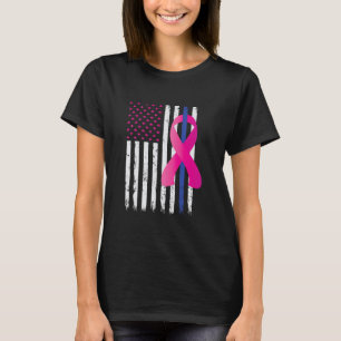 Borstkanker Bewustmaking Thin Blue Line T-shirt