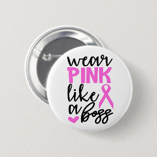 Borstkanker Bewustmaking Vochtiger roze lint Ronde Button 5,7 Cm