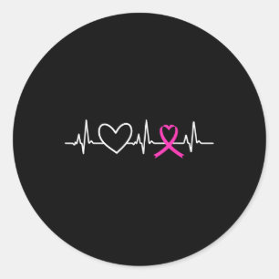 Borstkanker Bewustmakingsmaand Roze lint Heartbea Ronde Sticker