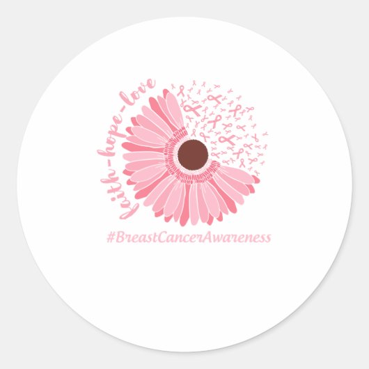 Borstkanker Bewustmakingsroze Bloem Ronde Sticker (Voorkant)