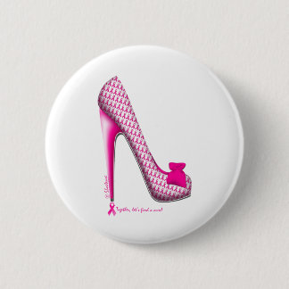 Borstkanker - Bewustmakingsroze lint Ronde Button 5,7 Cm