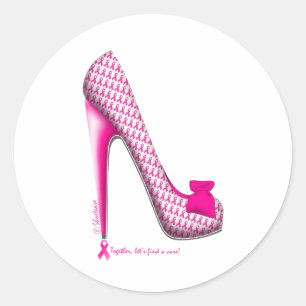Borstkanker - Bewustmakingsroze lint Ronde Sticker