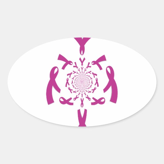 Borstkanker Bewustzijn Art Print Ovale Sticker (Voorkant)