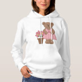 Borstkanker Bewustzijn Beer in roze jurk Hoodie (Voorkant)