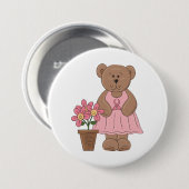 Borstkanker Bewustzijn Beer in roze jurk Ronde Button 7,6 Cm (Voorkant /achterkant)