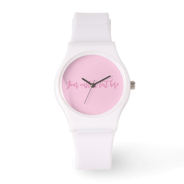 Borstkanker bewustzijn maand roze aangepaste scrip horloge (Voorkant)
