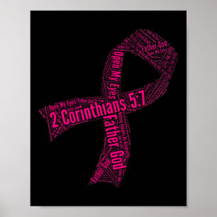 Borstkanker Bewustzijn Ribbon Bijbelvers Poster