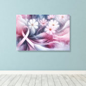 Borstkanker bewustzijn roze lint Abstract Canvas Afdruk (Insitu (Houten vloer))