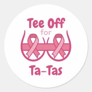 Borstkanker Bewustzijn Roze Tee Off Ta-Tas Ronde Sticker