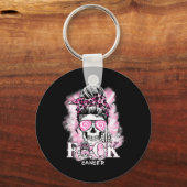 Borstkanker bewustzijn schedel F CK kanker roze ri Sleutelhanger (Voorkant)