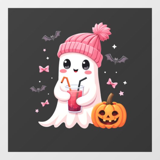Borstkanker bewustzijn Spooky Ghost Halloween Raamsticker (Vel)