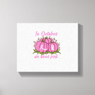 Borstkanker Bewustzijn T-shirt Oktober Draag Roze Canvas Afdruk