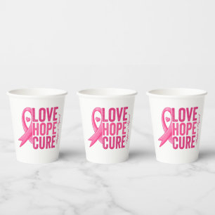 Borstkanker Bewustzijn Thema Papieren Cups Bekers