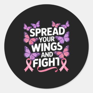 Borstkanker bewustzijn vlinder vliegend insect ronde sticker