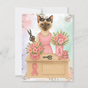 Borstkanker Bewustzijn voor kattenliefhebbers roze Briefkaart