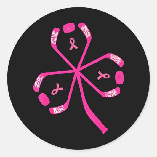 Borstkanker Bewustzijnd Roze Hockey Stick for Men Ronde Sticker (Voorkant)