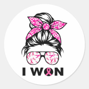 Borstkanker, borstkanker, leoparretro, gewonnen ronde sticker