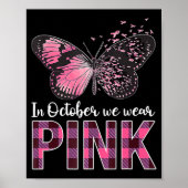 Borstkanker - Boterfly - in oktober Poster (Voorkant)