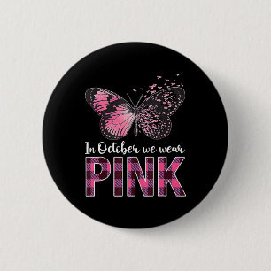 Borstkanker - Boterfly - in oktober Ronde Button 5,7 Cm