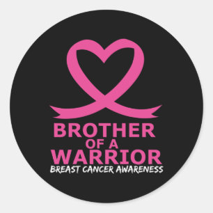 Borstkanker broer van een krijger roze hart rib ronde sticker