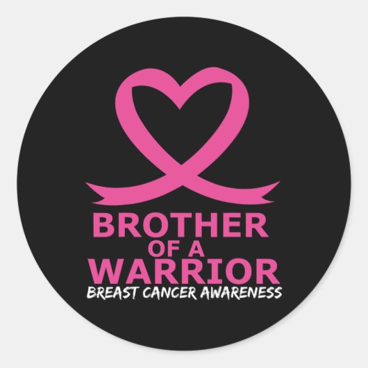 Borstkanker broer van een krijger roze hart rib ronde sticker (Voorkant)