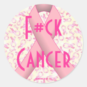 Borstkanker "F*CK" Roze asoortenWijnstokers Ronde Sticker