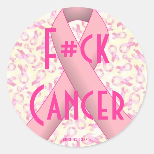 Borstkanker "F*CK" Roze AwarenesRibbons Stickers (Voorkant)
