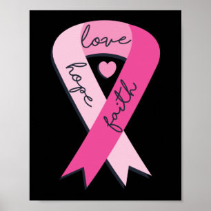 Borstkanker Faith Hope Love Pink Ribbon Recovery Poster