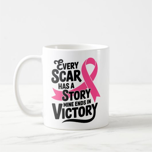 Borstkanker Fighter Pink Ribbon Warrior Survivor Koffiemok (Links)