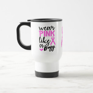 Borstkanker Fighter Survivor Pink Ribbon Warrior Reisbeker