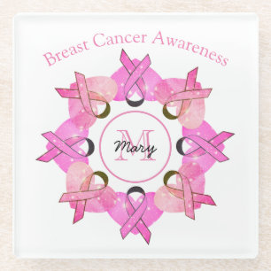 Borstkanker Glass Onderzetter - Personaliseer Glazen Onderzetter