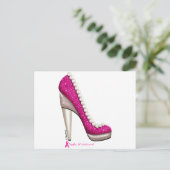 Borstkanker Glitter Pearl Pump Briefkaart (Staand voorkant)