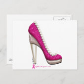 Borstkanker Glitter Pearl Pump Briefkaart (Voorkant / Achterkant)