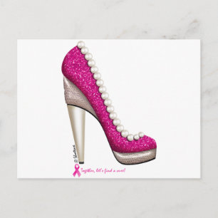 Borstkanker Glitter Pearl Pump Briefkaart