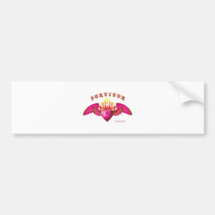 Borstkanker Hart en vlam Bumpersticker