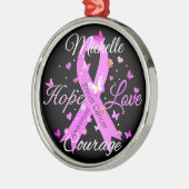 Borstkanker hoop liefde moed metal Ornament (Links)