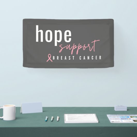 Borstkanker. Hoop. Steun. Banner (Beurs)