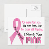 Borstkanker Ik Draag roze 1 Briefkaart (Voorkant / Achterkant)
