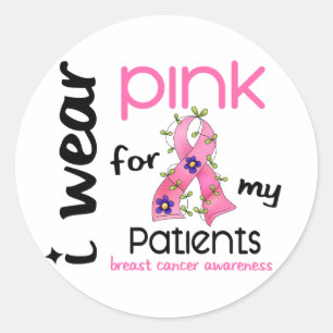 Borstkanker Ik DRAAG ROZE VOOR MIJN PATIËNTEN 43 Ronde Sticker