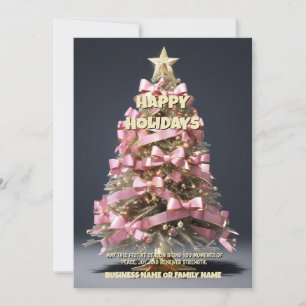 Borstkanker Kerstboom roze lint oncologie Feestdagenkaart