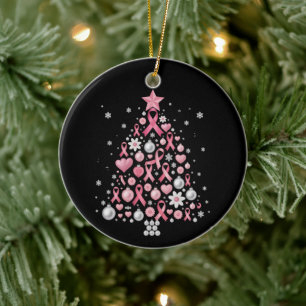 Borstkanker Kerstboom Sneeuwvlokken Xmas Keramisch Ornament