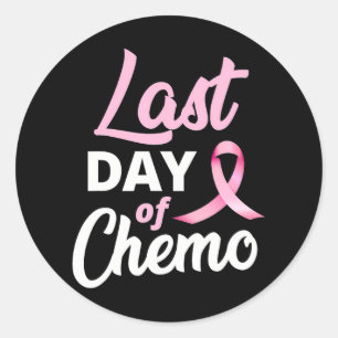 Borstkanker Laatste dag chemo roze lint Ronde Sticker