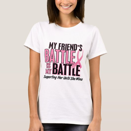 Borstkanker Mijn BATTLE TE 1 vriend T-shirt (Voorkant)