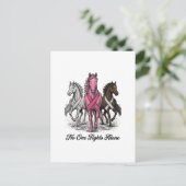 Borstkanker Ondersteuning Paard Vector T-shirt Ont Briefkaart (Staand voorkant)